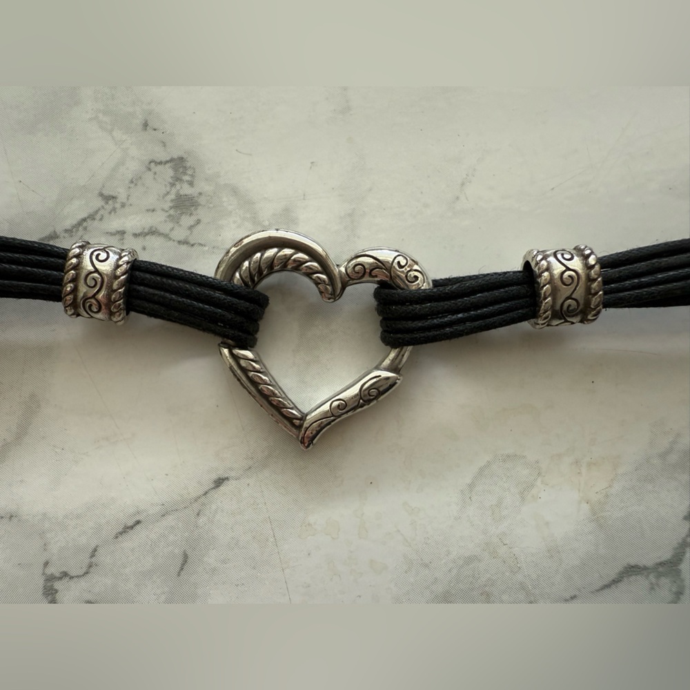 Brighton Silver and Black Heart Clasp Bracelet
